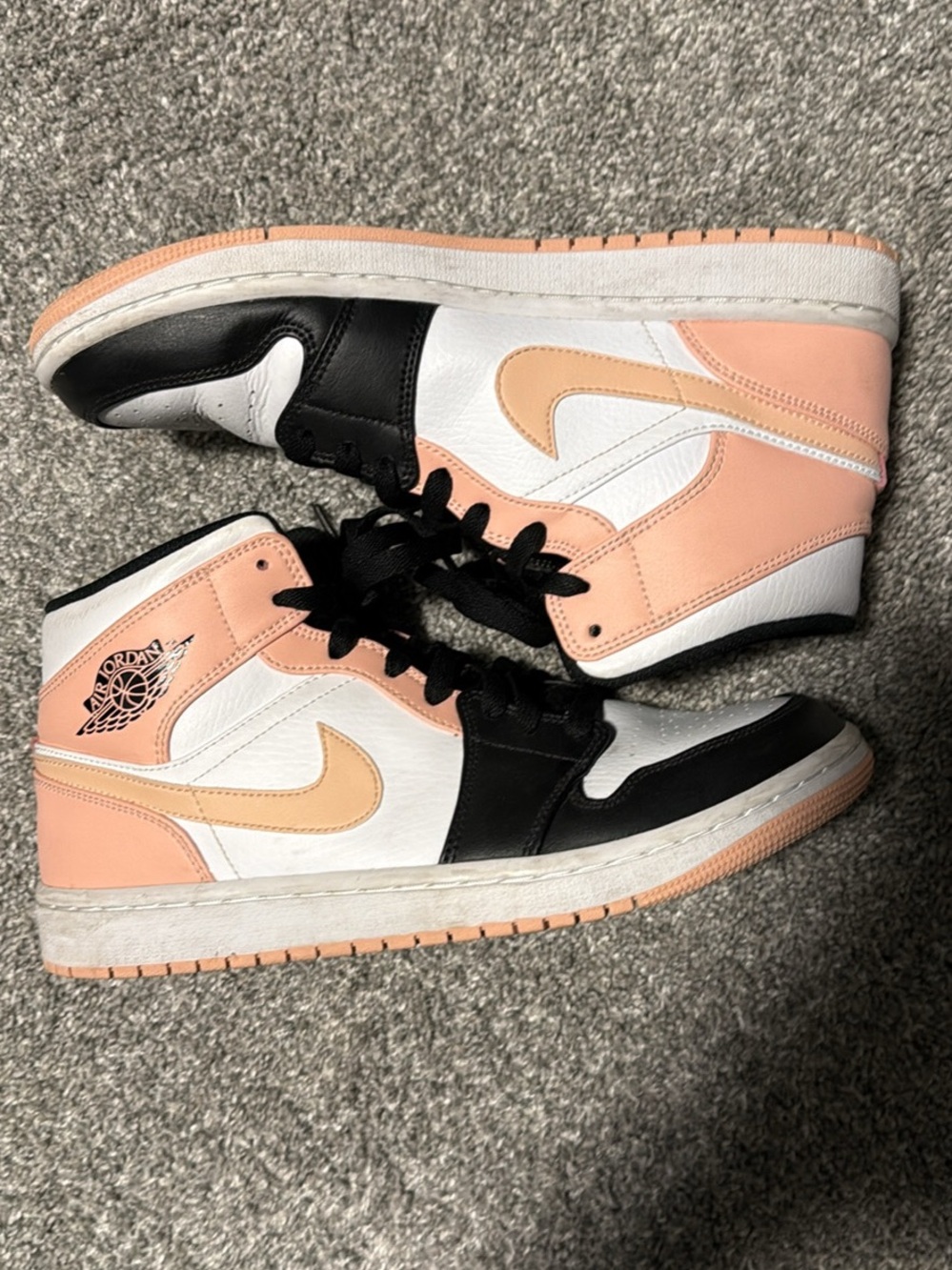 Air Jordan 1 Mid Women’s Sneakers - Black, White & Peach size 9